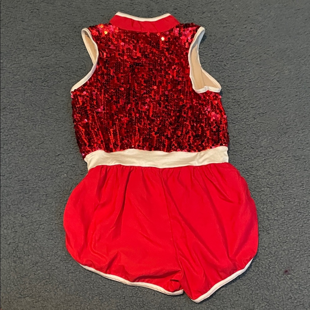 Hip-Hop Red Sequin Kids Dance Costume Set - Picture 3 of 4